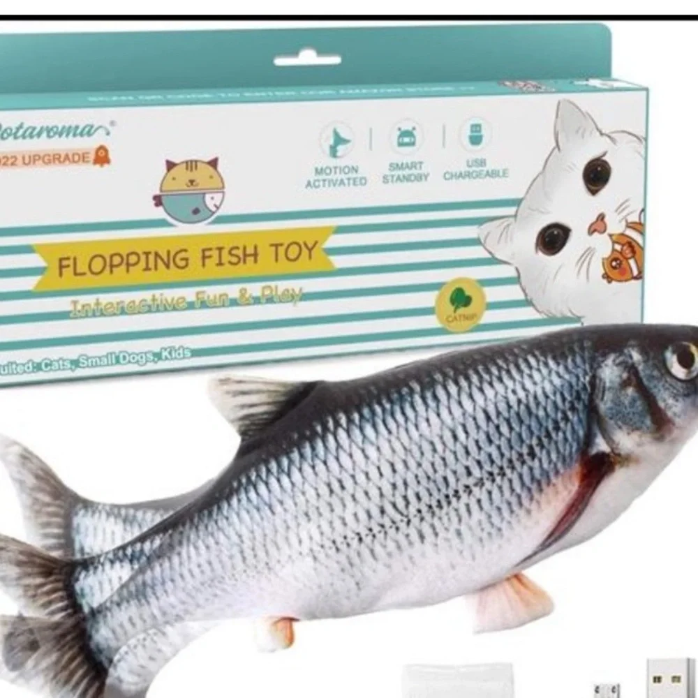 2 Moving Fish Flopping Toy Realistic Simulated Interactive Chew Toy HG102
